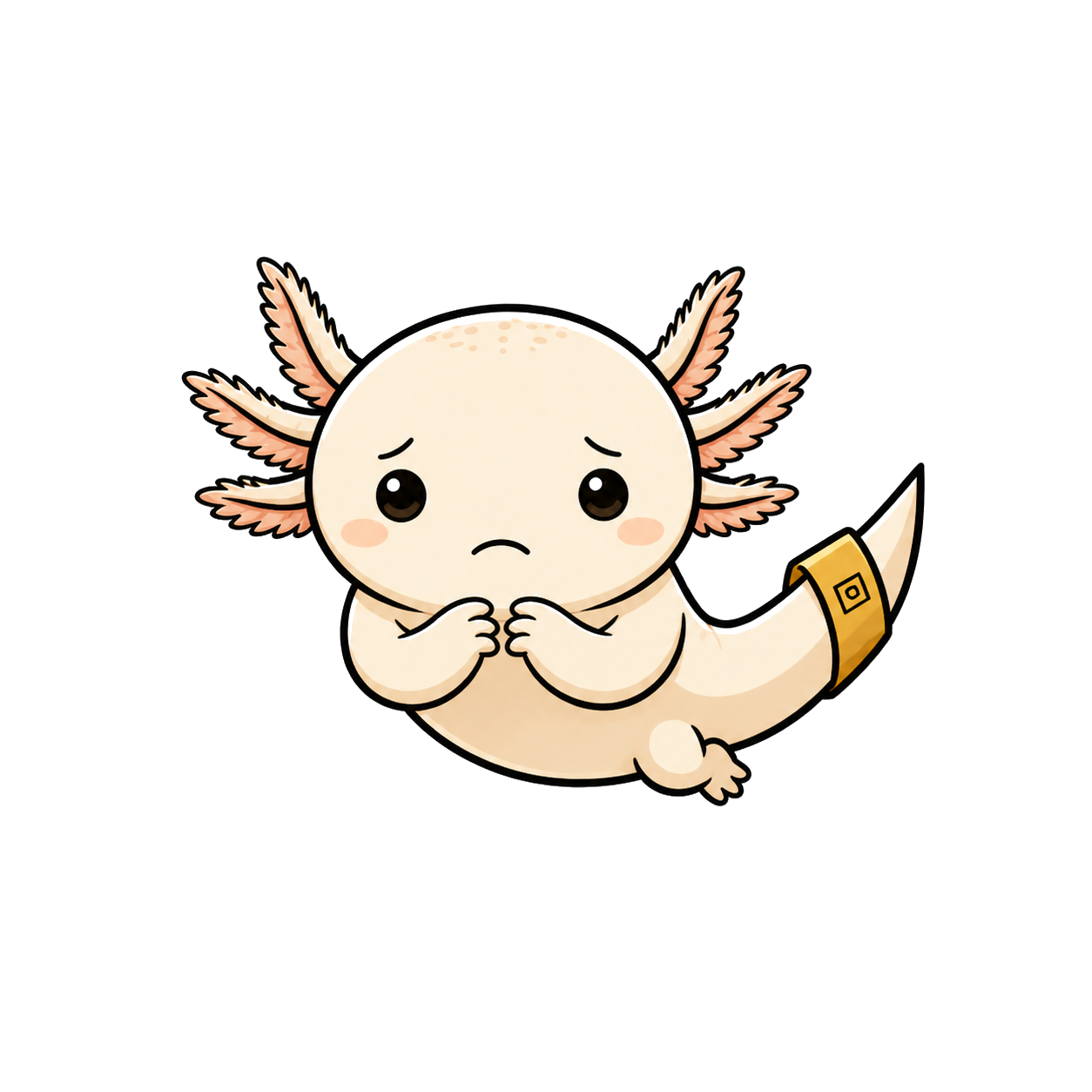 Apt the axolotl, watchful at the steward door